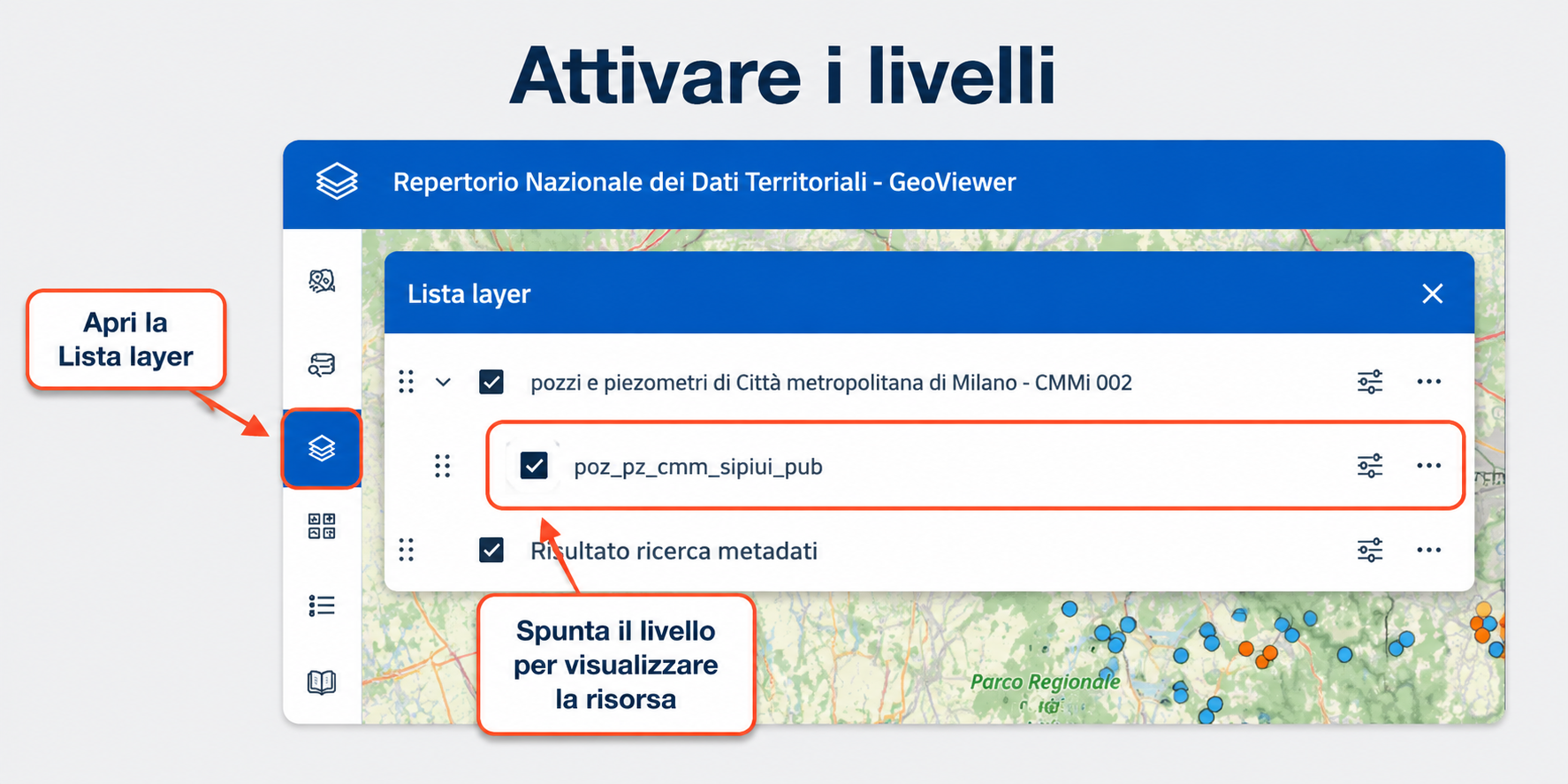 decimetro attivare i livelli